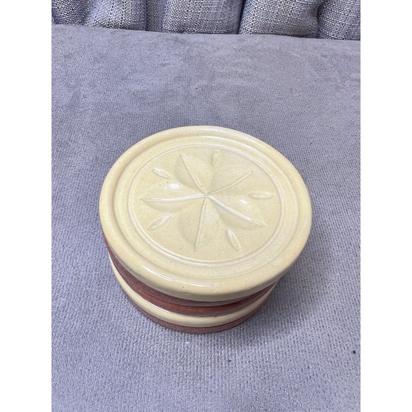 PIGEON FORGE POTTERY Buttermold Print Round Coasters Fall Harvest Brown Biege - Picture 9 of 13